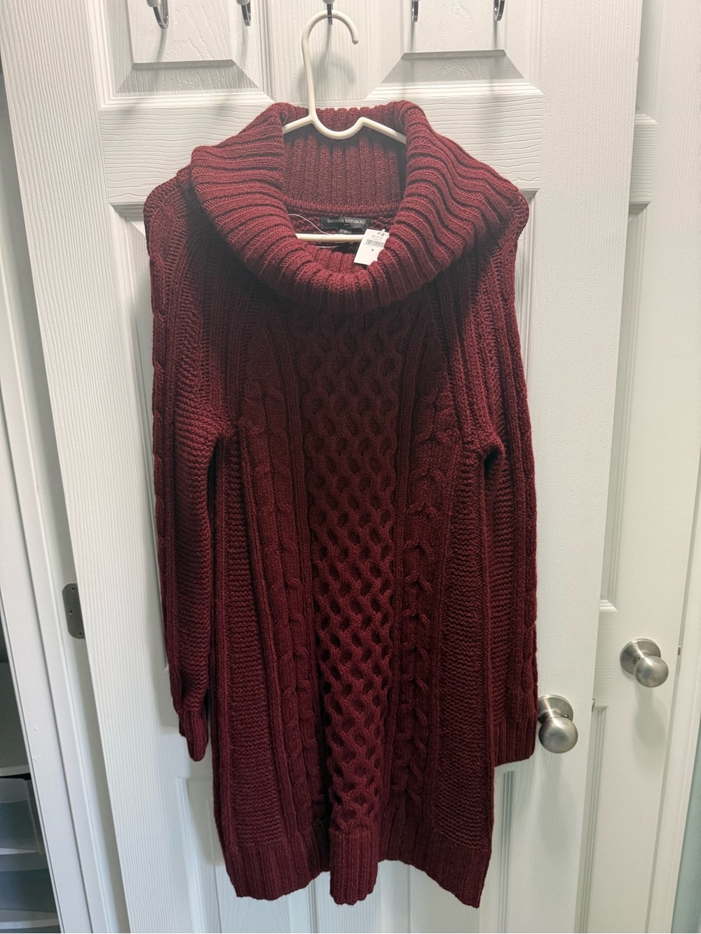 Banana Republic Cable Knit Sweater Dress - Burgundy